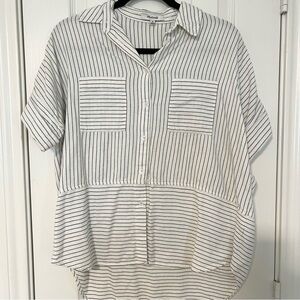 Madewell Flannel courier top XS black and white striped